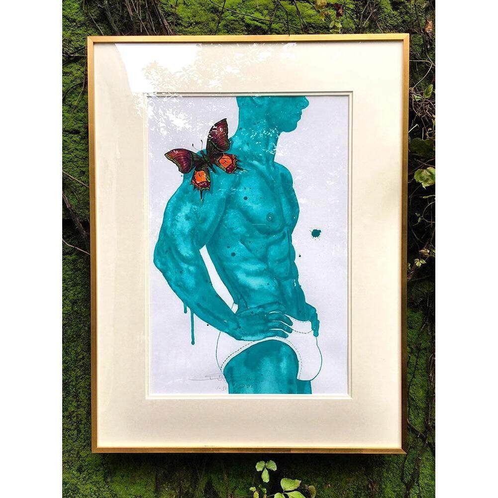 现代简约蓝色装饰画人体艺术版画客厅壁画卧室工作室作品玄关挂画