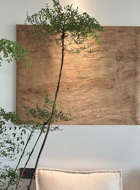 中古风仿树皮客厅装饰画侘寂风沙发背景墙挂画复古风卧室床头壁画