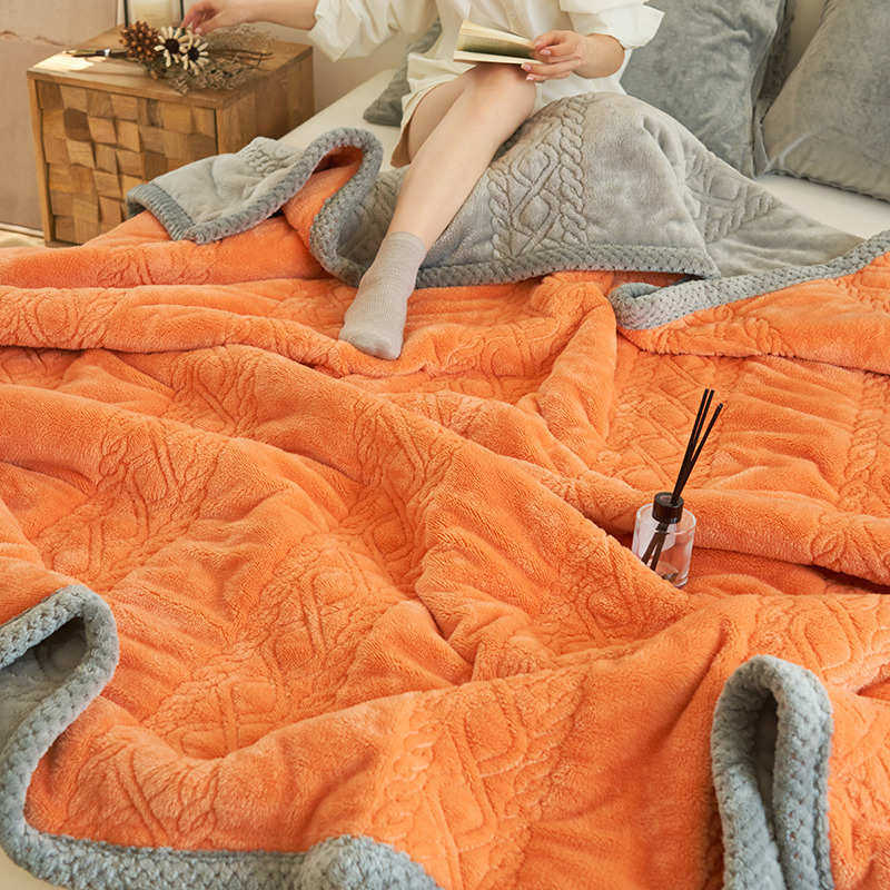 冬天大豆纤维三层毛毯加厚保暖高端防静电珊瑚绒毯子学生宿舍单人