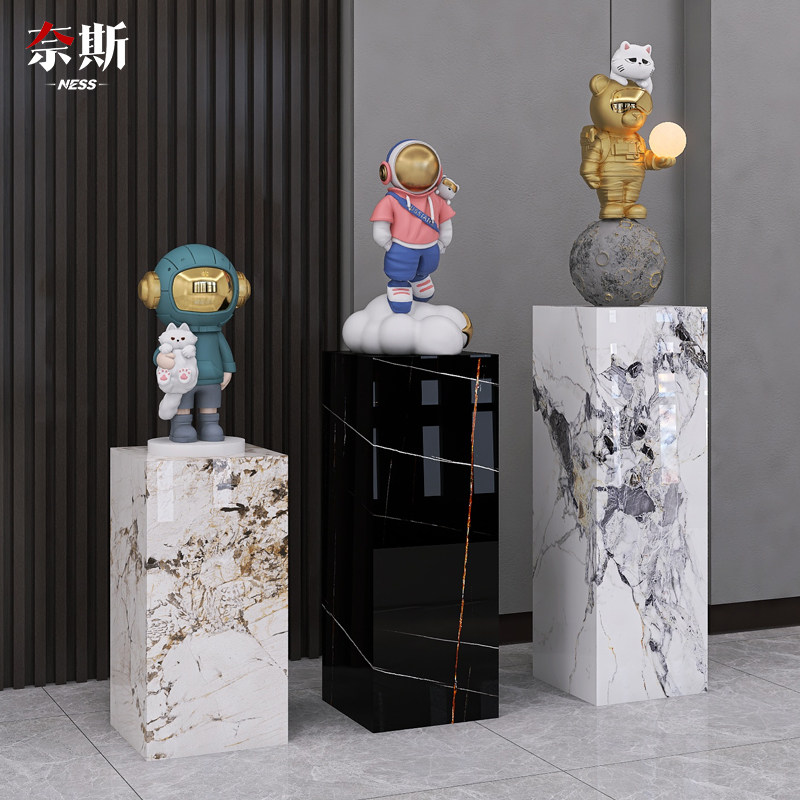 大理石岩板立柱摆台石墩展台装饰轻奢落地增高客厅酒店摆件底座