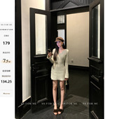 针织连衣裙女修身 收腰包臀短裙 法国曲调 气质V领长袖 for