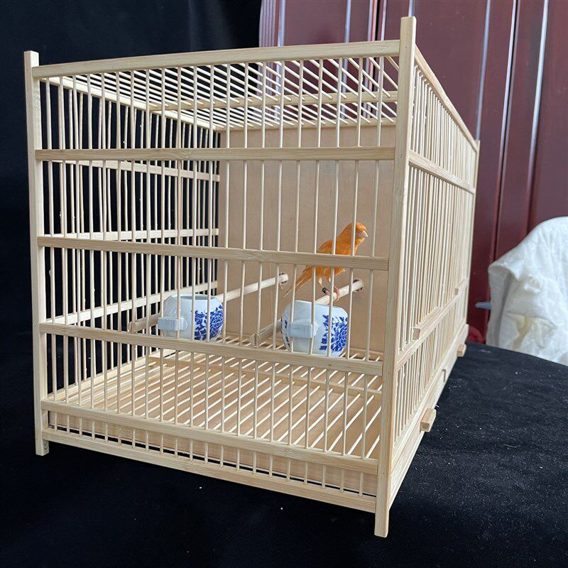 推荐玉鸟繁殖笼配对笼竹笼秀眼文鸟靛颏珍珠黄鸟笼大y号双间带隔