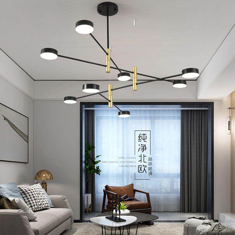 轻奢后现代北欧LED客厅吊灯大气卧室餐厅吊灯酒店大堂旋转灯具