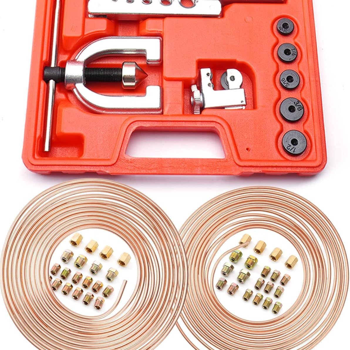 25 英尺 3/16" + 1/4" 铜涂层刹车线套件  刹车线双和单燃烧工具