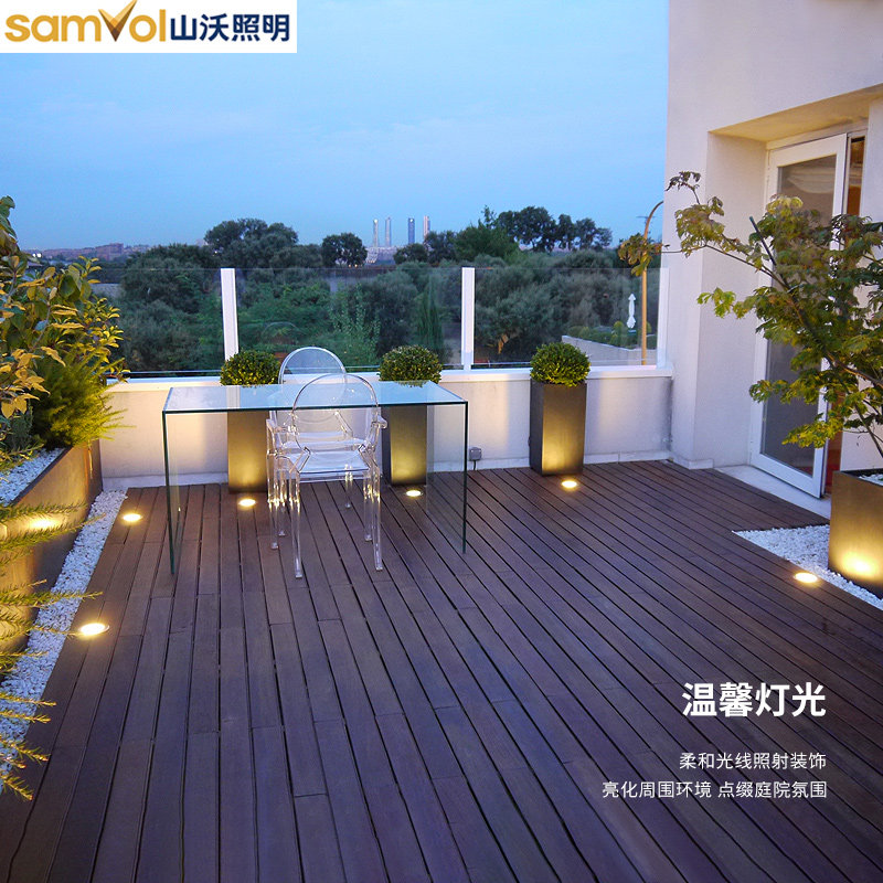 ?地埋灯LED户外防水圆形室外广场园林景观七彩嵌入式地