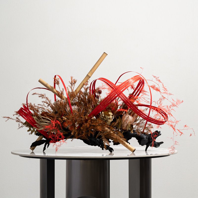 简约新中式崖柏花束花艺装饰品酒店样板房餐桌仿真花摆件家居软装