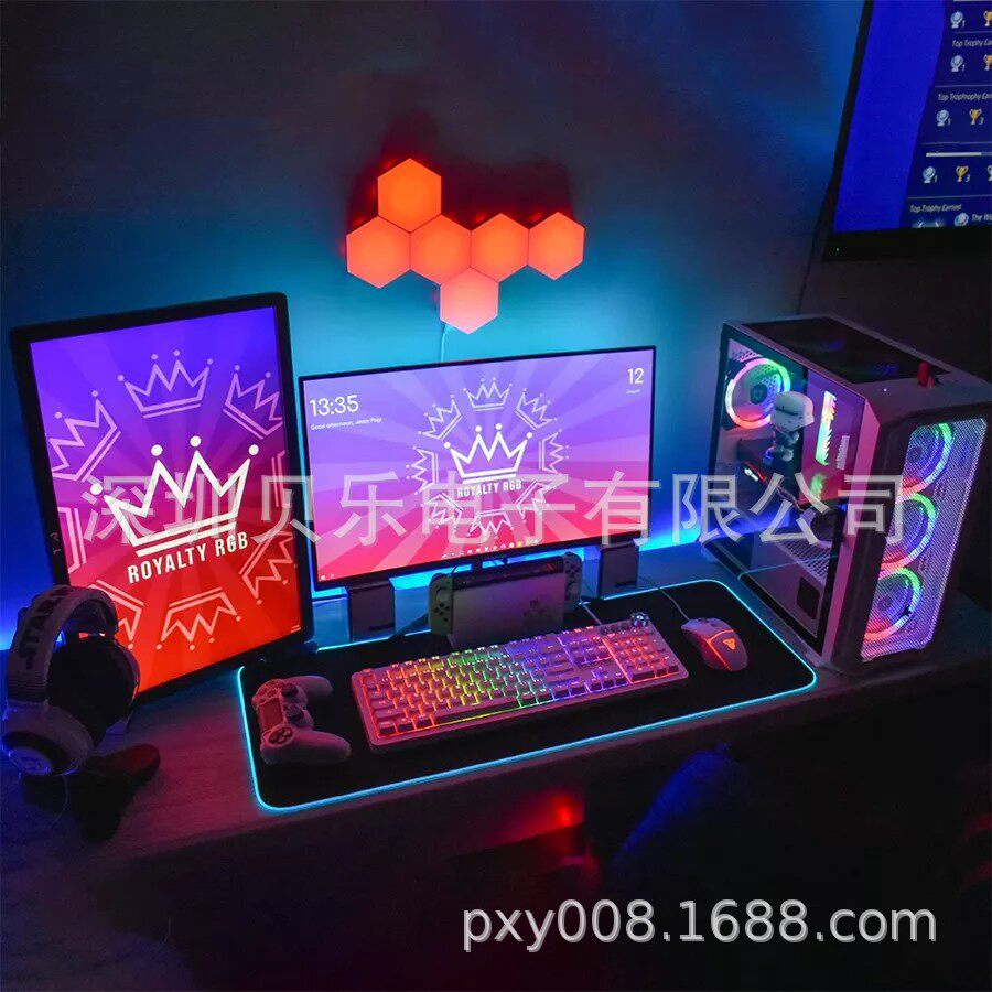 跨境新品LED量子灯智能奇光板RGB幻彩电竞房氛围灯DIY室内壁灯