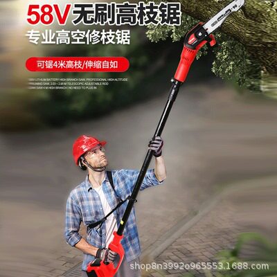 亚特（YAT）高枝锯电动高空修剪树枝58V无刷充电式电锯伸缩加长杆