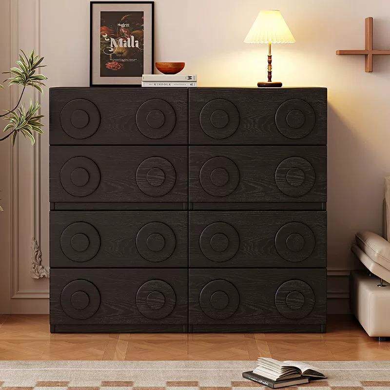 中古风实木电视柜小户型储物柜多功能客厅组合卡门柜落地卧室柜子