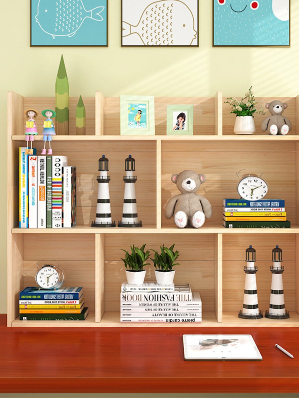 简易实木桌上桌面书架学生用小书架收纳多层书柜办公书桌飘窗置物