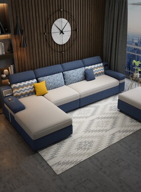 DY098沙发床两用客厅多功能可折叠双人贵妃转角布艺小户型储物推