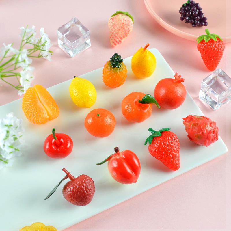仿真迷你微缩水果食物模型橘子草莓火龙果香蕉荔枝柠檬食玩摆件