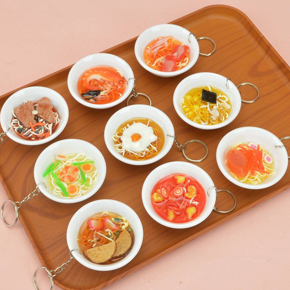 仿真食物大碗手工拉面钥匙扣挂件碗面泡面趣味食玩娃娃机玩具