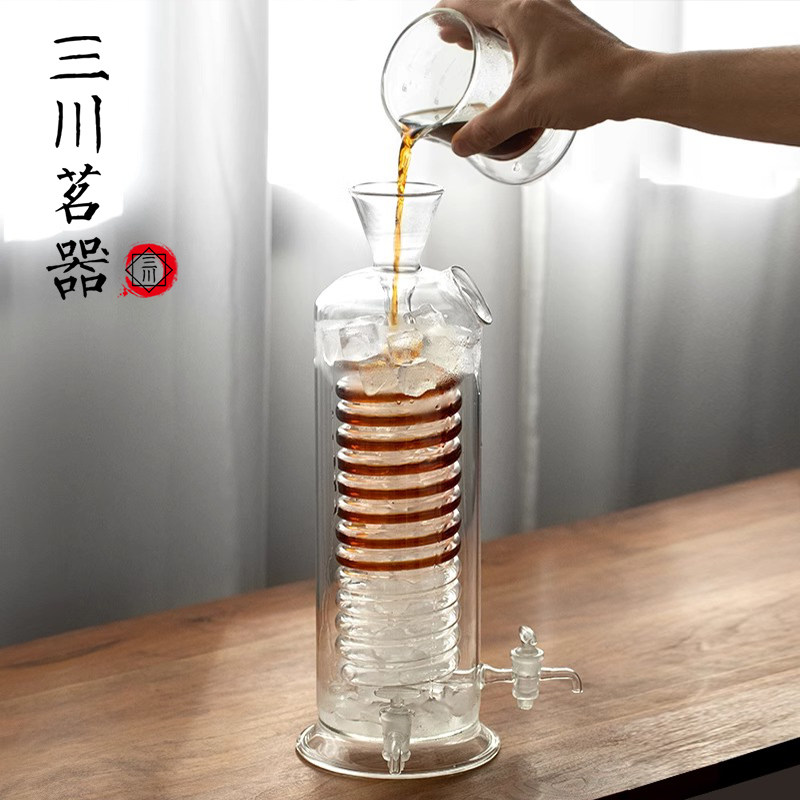 茶饮咖啡极速冷却壶冰滴冷萃咖啡壶高硼硅玻璃冰酿滴滤式冷却器具