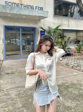 新款中号老花neve白棋盘格购物袋中号单肩子母托特女包