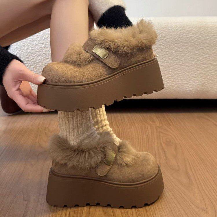 厚底增高毛毛勃肯鞋女2025新款冬季加绒保暖松糕底圆头棉鞋一脚蹬,女鞋,勃肯鞋/软木鞋,淘宝优惠券,粉丝福利购,淘宝优惠卷