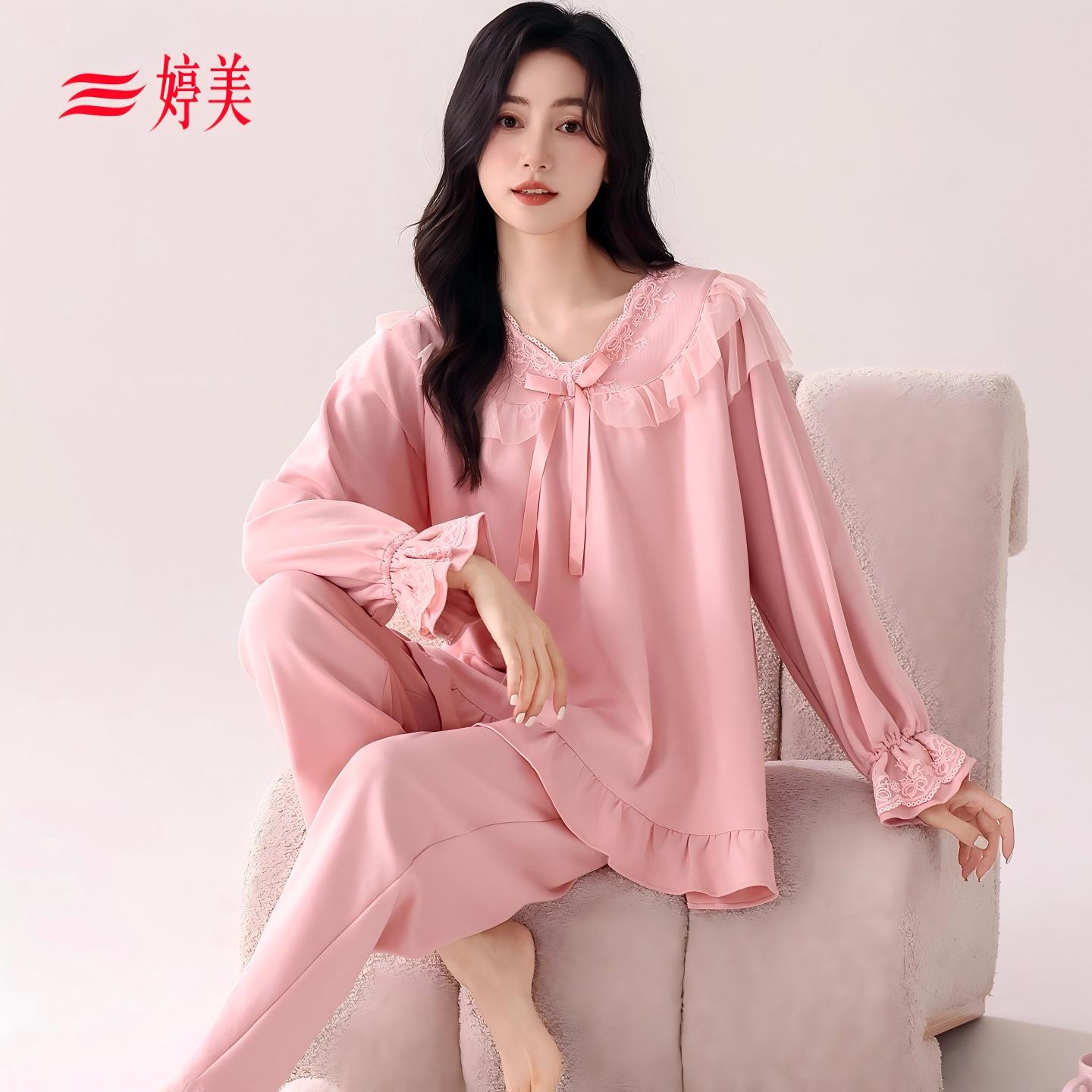 纯棉睡衣女中年妈妈可外穿家居服
