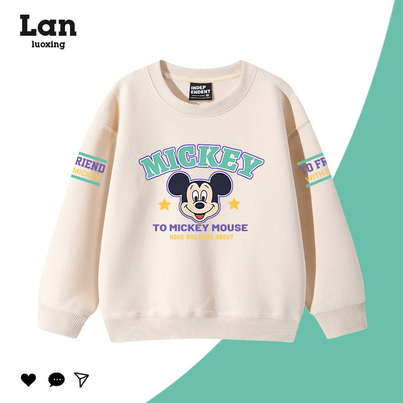 美式卡通米奇儿童卫衣男童女童秋冬季加绒新款薄款中大童洋气童装