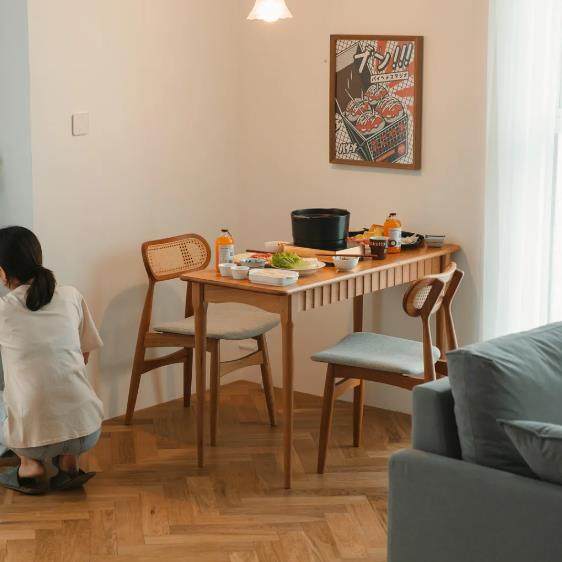 北欧樱桃木书桌实木长条窄桌靠墙现代带抽屉新式供桌玄关案几,住宅家具,电脑桌,淘宝优惠券,粉丝福利购,淘宝优惠卷