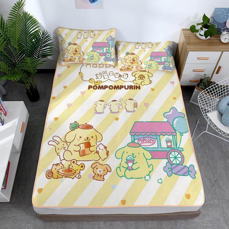 夏季卡通布丁狗凉席学生儿童单双人可爱冰丝席可水洗折叠家用席子,床上用品,冰丝席,淘宝优惠券,粉丝福利购,淘宝优惠卷