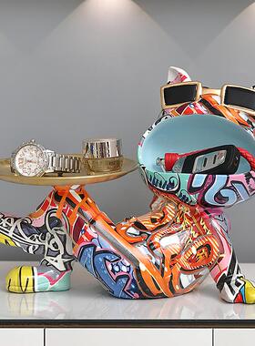 彩色招财狗钥匙收纳玄关摆件家居客厅入门鞋柜轻奢装饰品乔迁礼物