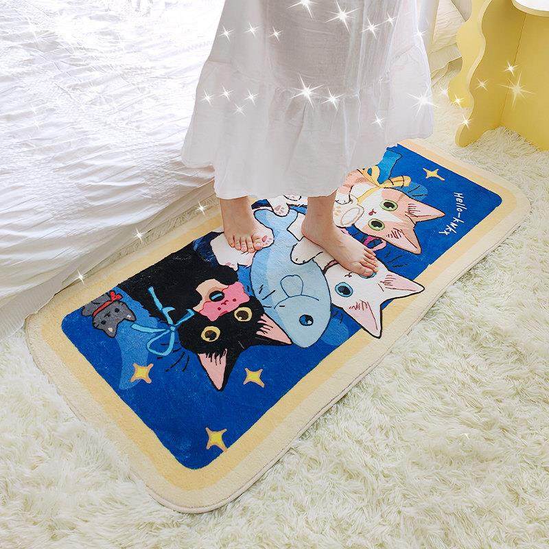 【哇大喜哇】卡通床边毯家用少女防滑长条主卧客厅窗边可爱小地毯,居家布艺,床边毯,淘宝优惠券,粉丝福利购,淘宝优惠卷
