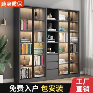 书柜家用玻璃门防尘书架现代置物柜定制家用客厅手办书柜实木酒柜