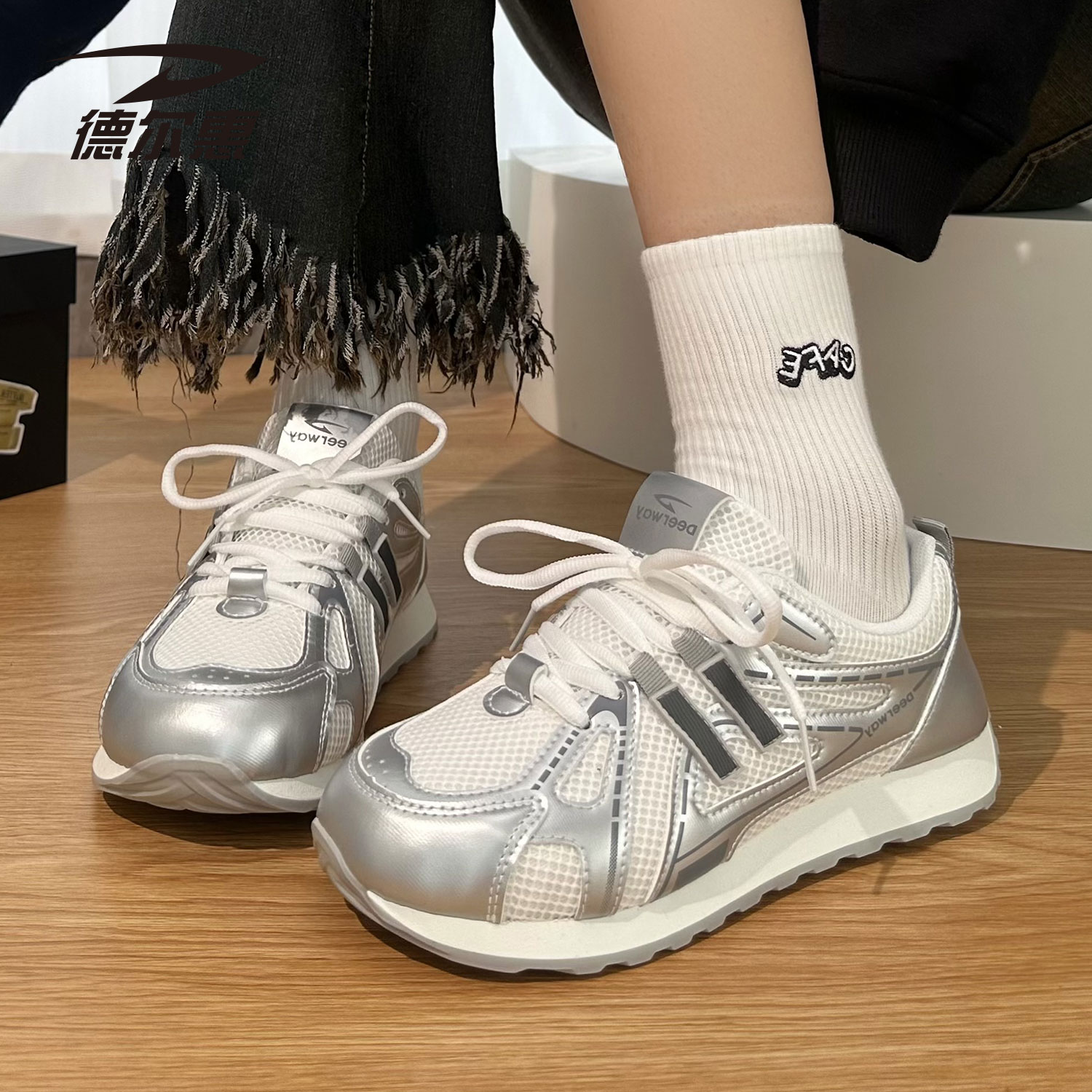 网面透气配裙子显脚小百搭阿甘鞋