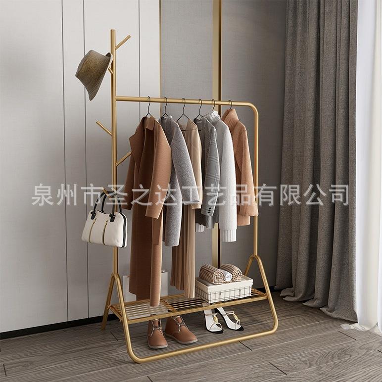 欧式铁艺落地卧室网红衣帽架收纳家用置物轻奢简易挂衣架子