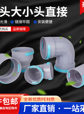 新风系统PE管配件直接90度弯头75 110软PE管分风箱斜三通风阀包邮