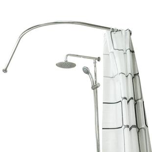 比非勒浴室打孔304不锈钢浴帘杆弧形转角卫生间L形淋浴杆架可定做