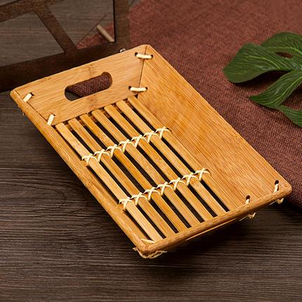 竹木托 托盘长方形竹盘子编织木质韩风餐具茶几茶盘收纳筐家用果