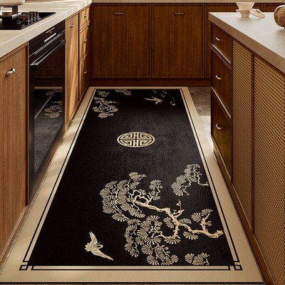 极速中式厨房专用地垫防滑可擦免洗可裁剪硅藻泥吸水皮.革脚垫松