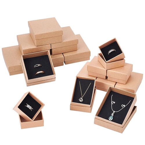 极速24pcs Kraift Jewelry Box Gift Cardboard Boxes for Ring N
