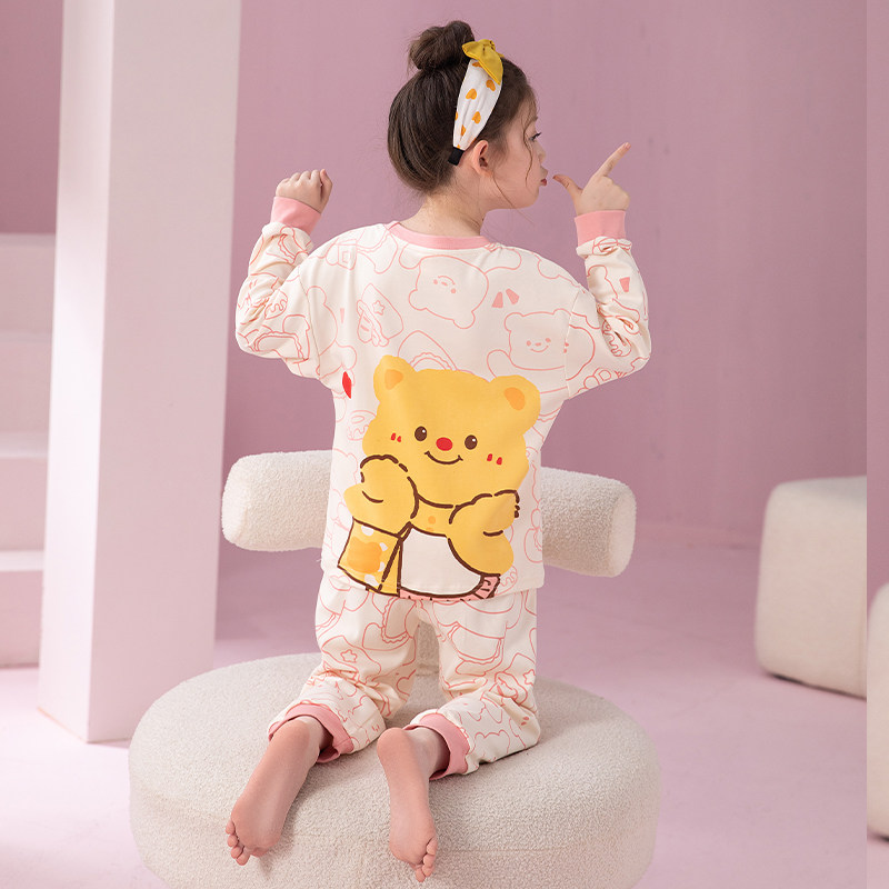 极速儿童睡衣女孩春秋纯棉长袖套装中H大童宝宝秋衣秋裤女童家居
