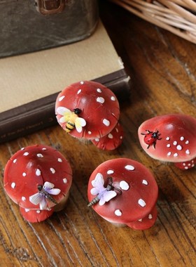 极速仿真蘑e菇节日摆件花园插件植物盆景饰品庭院微景观造景树脂