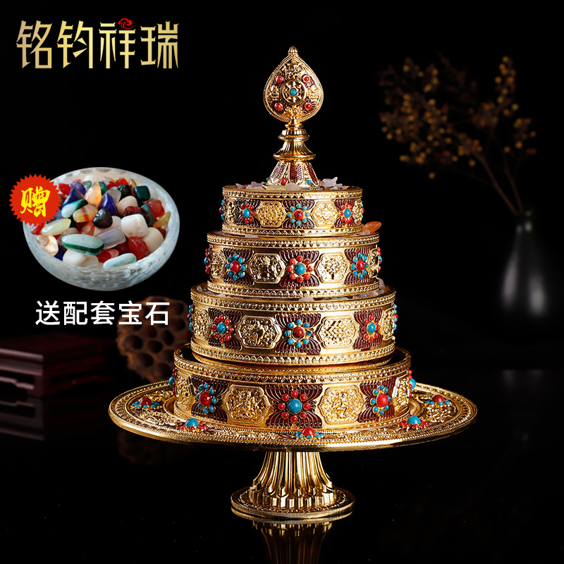 极速粘珠子曼扎盘供盘曼v达雕花镶嵌宝石曼茶罗曼扎修佛学院