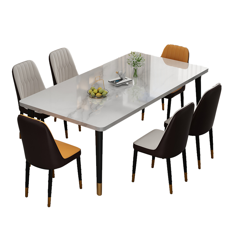 极速餐桌家用小户型轻奢现代简约岩板H餐厅饭桌长方形桌子餐桌椅