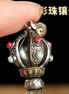 极速藏银五股金刚杵降魔男女情侣C吊坠白铜随身法器配件手串佛配