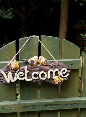 极速复古做旧美式树脂欢迎光临挂牌门牌花园花店S园艺挂饰田园装