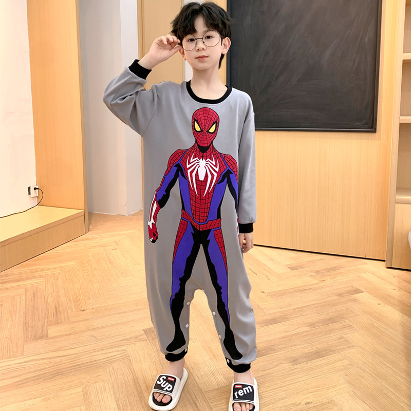 极速儿童连体睡衣男童春秋长袖x秋季薄款男宝卡通秋款2025新款纯