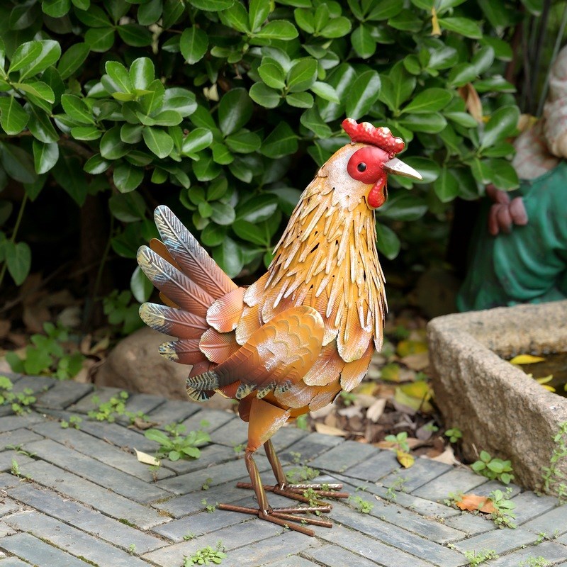 极速创意仿真铁艺公鸡落地花园庭院C家居动物摆放造景装饰摆件工