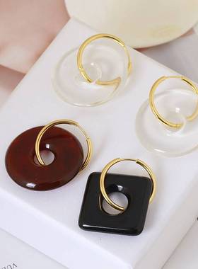 极速-tend jgewelry transparent geometric round diamond asymm