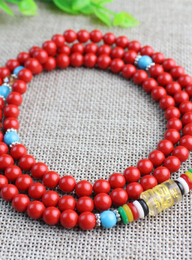 极速厂家直销朱砂手链p108颗红色手串佛珠念珠多圈男士女款本命年