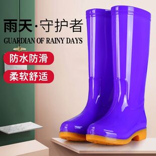 胶鞋 中筒春秋下雨天防 女冬加绒保暖防滑F水鞋 极速牛筋底高筒雨鞋