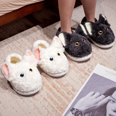 极速德文猫咪棉拖鞋男女款秋冬季家居室内厚O底情侣家用防滑包跟