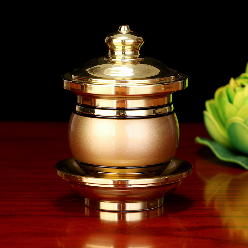 新品台湾铜杯佛前水供杯带盖圣水杯万玉堂观N音净水杯供奉佛具用