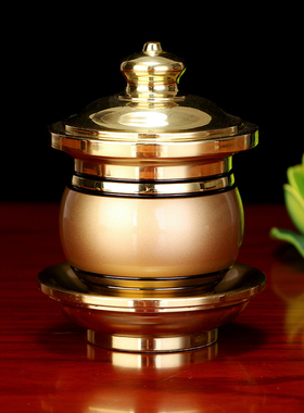 新品台湾铜杯佛前水供杯带盖圣水杯万玉堂观N音净水杯供奉佛具用