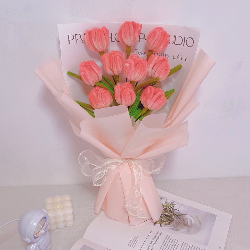 极速郁金香扭扭棒手工花束diy材料C包编织自制花送520情人节母亲