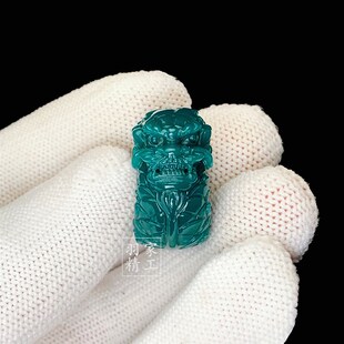 极速松石雪巴琉璃l龙扣股珠石虫石己纯手工雕刻老型金刚配饰腰珠